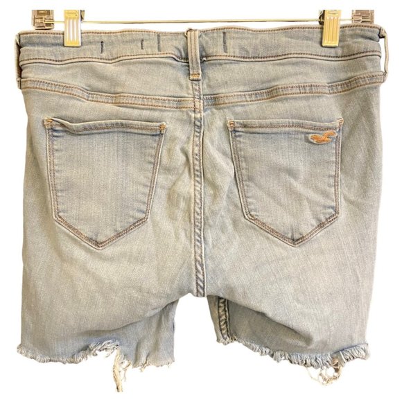 HOLLISTER BLUE DENIM LOW RISE JEAN LEGGING CUT OFF SHORTS SZ 9R/29 - Picture 2 of 7